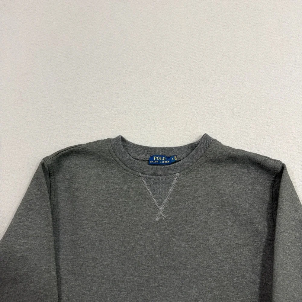 Polo Ralph Lauren Sweatshirt Mens S Gray Side Zip Crewneck Pullover V-Stitch